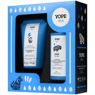 Zestaw Yope Men, Energia Oczyszczenia, żel do mycia twarzy, 150 ml + Save my Hair, szampon do włosów wypadających, 300 ml USZKODZONE OPAKOWANIE - zdjęcie produktu