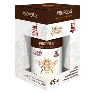 Miody Polskie Propolis, etanolowy ekstrakt propolisu 10%, krople, 45 ml USZKODZONE OPAKOWANIE Miody Polskie Propolis, etanolowy ekstrakt propolisu 10%, krople, 45 ml USZKODZONE OPAKOWANIE - zdjęcie produktu