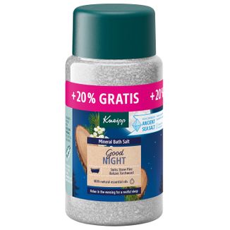 Kneipp Good Night Szwajcarska Pinia i Amyris, kryształki do kąpieli z soli mineralnej, 600 g - zdjęcie produktu