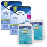 Zestaw Tena Lady Slim, podpaski specjalistyczne, Extra, 2 x 20 sztuk + ProSkin Pants Normal majtki chłonne, rozmiar M i L, 2 próbki - miniaturka zdjęcia produktu