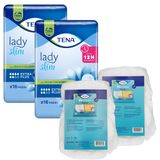 Zestaw Tena Lady Slim, podpaski specjalistyczne, Extra Plus, 2 x 16 sztuk + ProSkin Pants Normal majtki chłonne, rozmiar M i L, 2 próbki - miniaturka zdjęcia produktu