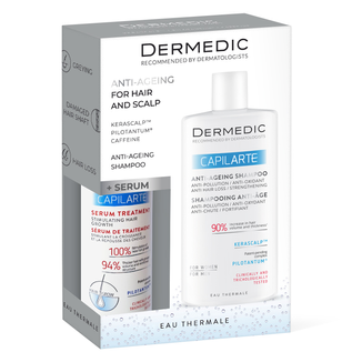 Zestaw Dermedic Capilarte, serum kuracja stymulująca wzrost włosów, dla kobiet i mężczyzn, 150 ml + szampon anti-age, 300 ml - zdjęcie produktu