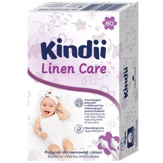Kindii Linen Care, patyczki dla niemowląt i dzieci, 60 sztuk - zdjęcie produktu