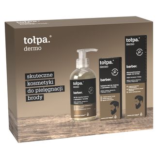 Zestaw Tołpa Barber, żel do mycia twarzy, 150 ml + balsam-żel do twarzy, 75 ml + skoncentrowany olejek do brody, 40 ml - zdjęcie produktu