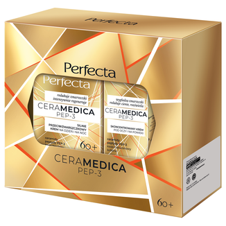 Zestaw Perfecta Ceramedica PEP-3 60+, krem przeciwzmarszczkowy, 50 ml + krem pod oczy i na powieki, 15 ml USZKODZONE OPAKOWANIE - zdjęcie produktu