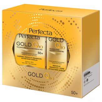 Zestaw Perfecta Gold Q10 50+, krem przeciwzmarszczkowy, 50 ml + krem pod oczy i na powieki, 15 ml - zdjęcie produktu