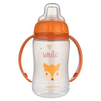 Canpol Babies, kubek treningowy z miękkim ustnikiem, Cute Animals, pomarańczowy, 56/512, od 6 miesiąca, 320 ml USZKODZONE OPAKOWANIE - zdjęcie produktu