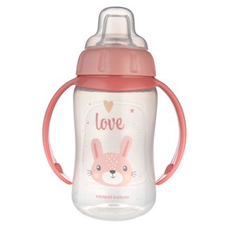 Canpol Babies, kubek treningowy z miękkim ustnikiem, Cute Animals, różowy, 56/512, od 6 miesiąca, 320 ml - zdjęcie produktu