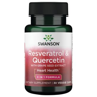 Swanson Resveratrol & Quercetin with Grape Seed Extract, resweratrol i kwercetyna, 30 kapsułek - zdjęcie produktu