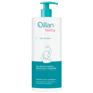 Oillan Baby, żel do kąpieli, mycia ciała i włosów 3w1, od 1 dnia życia, 750 ml - zdjęcie produktu