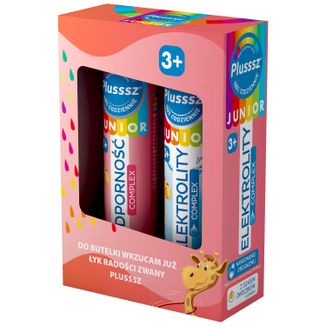 Zestaw Plusssz Junior, Elektrolity Complex, 20 tabletek musujących + Junior Odporność Complex, 20 tabletek musujących USZKODZONE OPAKOWANIE - zdjęcie produktu