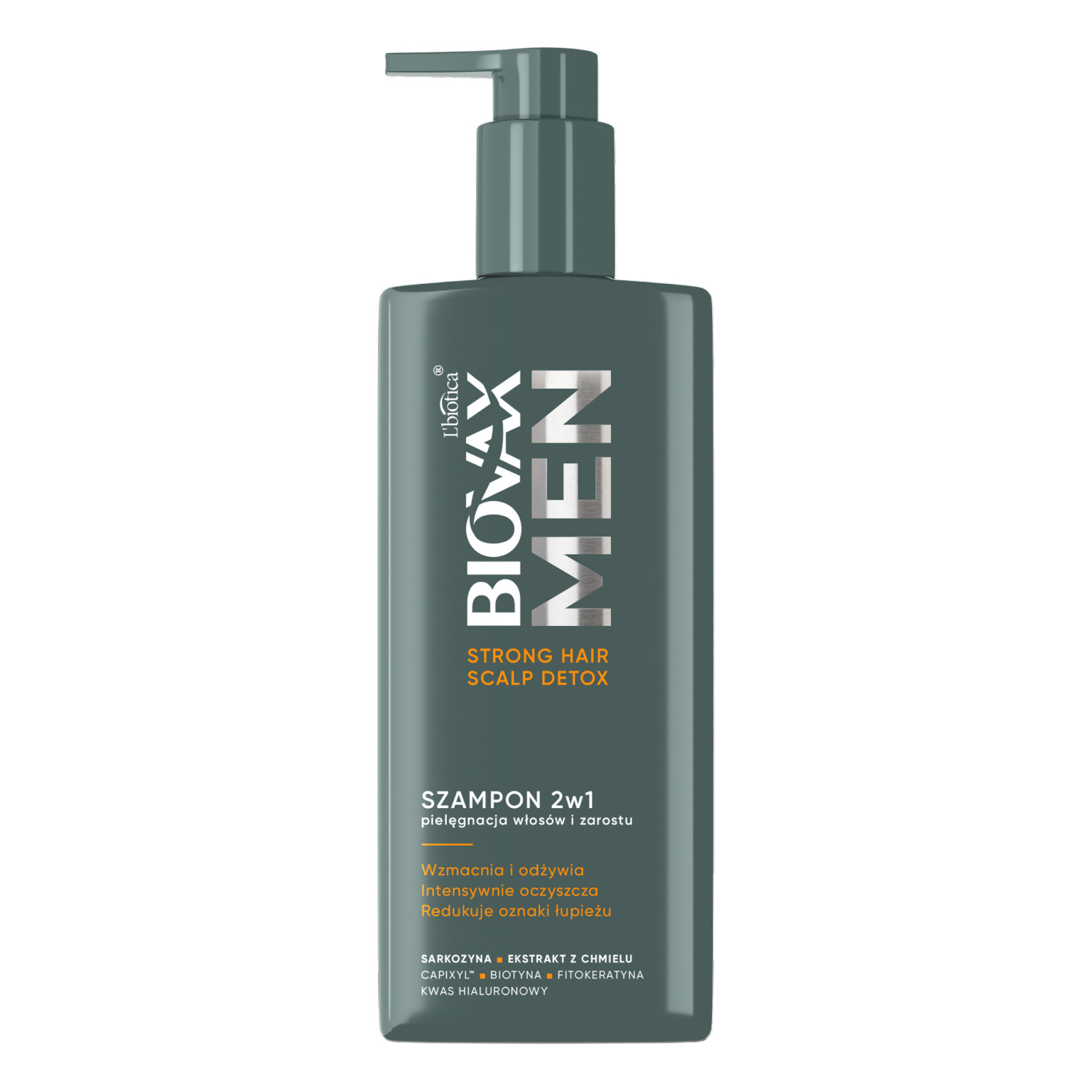 Biovax Biovax Men Strong Hair & Scalp Detox, szampon 2w1 do włosów i zarostu, 200 ml
