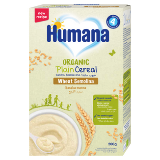 Humana Organic Kaszka manna, bezmleczna, bez dodatku cukru, po 4 miesiącu, 200 g KRÓTKA DATA Humana Organic Kaszka manna, bezmleczna, bez dodatku cukru, po 4 miesiącu, 200 g KRÓTKA DATA - zdjęcie produktu