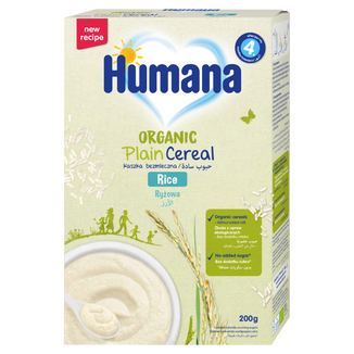 Humana Organic Kaszka ryżowa, bezmleczna, bezglutenowa, bez dodatku cukru, po 4 miesiącu, 200 g KRÓTKA DATA - zdjęcie produktu