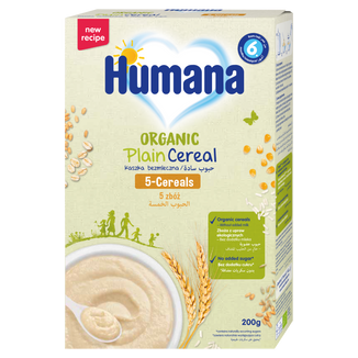 Humana Organic Kaszka 5 zbóż, bezmleczna, bez dodatku cukru, po 6 miesiącu, 200 g - zdjęcie produktu