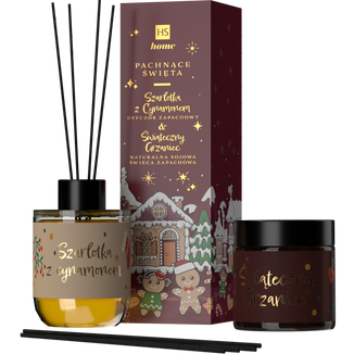Zestaw HiSkin Pachnące Święta, świeca sojowa, Świąteczny Grzaniec, 100 ml + dyfuzor z patyczkami, Szarlotka z Cynamonem, 80 ml USZKODZONE OPAKOWANIE Zestaw HiSkin Pachnące Święta, świeca sojowa, Świąteczny Grzaniec, 100 ml + dyfuzor z patyczkami, Szarlotka z Cynamonem, 80 ml USZKODZONE OPAKOWANIE - zdjęcie produktu