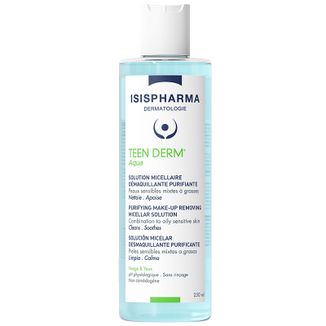 Isispharma Teen Derm Aqua, woda micelarna do oczyszczania skóry tłustej, trądzikowej, 250 ml - zdjęcie produktu