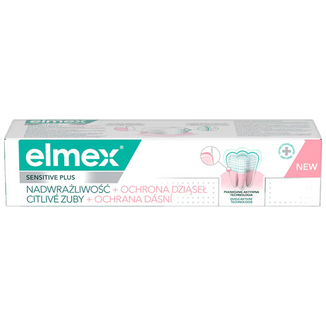 Elmex Sensitive Plus Nadwrażliwość + Ochrona dziąseł, pasta do zębów, 75 ml Elmex Sensitive Plus Nadwrażliwość + Ochrona dziąseł, pasta do zębów, 75 ml - zdjęcie produktu