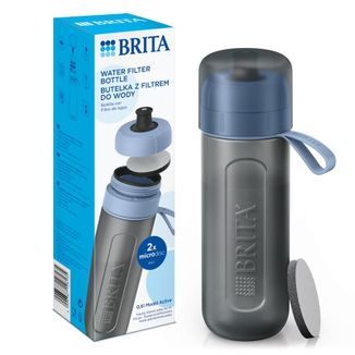 Brita Active, butelka filtrująca 0,6 l, błękitna + filtr MicroDisc, 2 sztuki - zdjęcie produktu