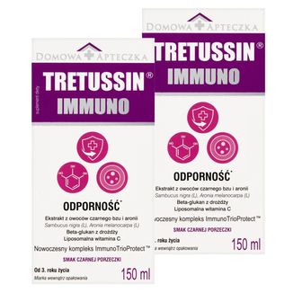 Zestaw Tretussin Immuno, od 3 lat, smak czarnej porzeczki, 2 x 150 ml - zdjęcie produktu