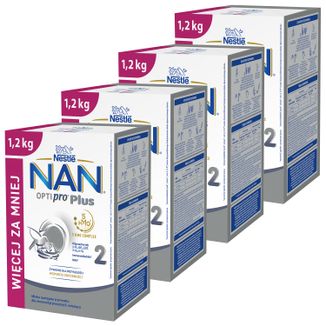 Zestaw Nestle NAN Optipro Plus 2 5HMO, mleko następne dla niemowląt powyżej 6 miesiąca, 4 x 1,2 kg - zdjęcie produktu