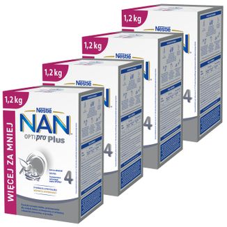 Zestaw Nestle NAN Optipro Plus 4, produkt na bazie mleka dla dzieci po 2 roku, 4 x 1,2 kg - zdjęcie produktu