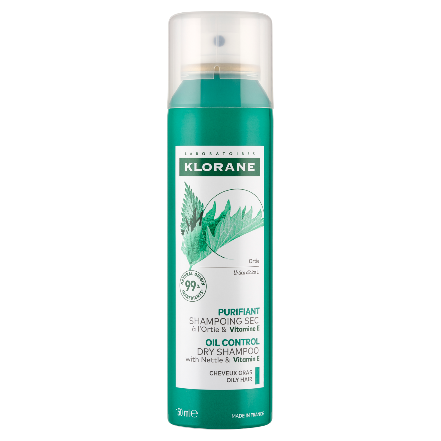 Klorane Klorane, seboregulujący szampon suchy z pokrzywą i witaminą E, 150 ml