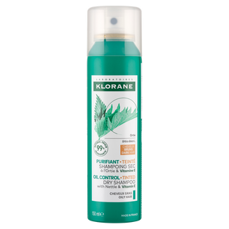 Klorane, szampon suchy z pokrzywą do włosów ciemnych i przetłuszczających się, 150 ml - zdjęcie produktu