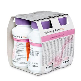 Nutricomp Drink Plus, preparat odżywczy, smak truskawkowy, 4 x 200 ml USZKODZONE OPAKOWANIE - zdjęcie produktu