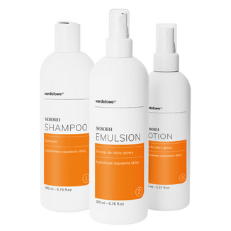 Zestaw Verdelove Seborh, na łojotokowe zapalenie skóry, szampon 200 ml + emulsja, 200 ml + płyn, 150 ml - zdjęcie produktu