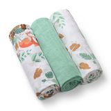BabyOno, pieluszki muślinowe, 100% bawełna, zielone, 70 x 70 cm, 3 sztuki - miniaturka zdjęcia produktu