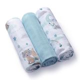 BabyOno Natural Bamboo, naturalne pieluszki bambusowe, 70 x 70 cm, niebieskie, 3 sztuki - miniaturka zdjęcia produktu