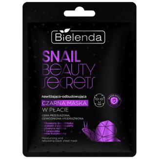 Bielenda Snail Beauty Secrets, nawilżająco-odbudowująca czarna maska w płacie, 1 sztuka - zdjęcie produktu