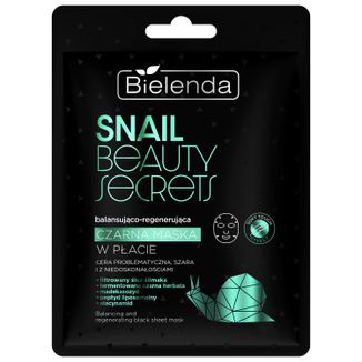 Bielenda Snail Beauty Secrets, balansująco-regenerująca czarna maska w płacie, 1 sztuka - zdjęcie produktu