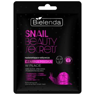 Bielenda Snail Beauty Secrets, rozświetlająco-odżywcza czarna maska w płacie, 1 sztuka - zdjęcie produktu