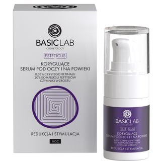 BasicLab Esteticus, korygujące serum pod oczy i na powieki z 0,03% czystego retinalu, na noc, 15 ml - zdjęcie produktu