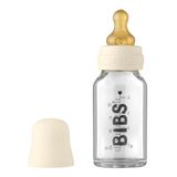 Bibs Baby Glass Bottle, butelka szklana ze smoczkiem kauczukowym o wolnym przepływie, Ivory, od urodzenia, 110 ml - miniaturka zdjęcia produktu