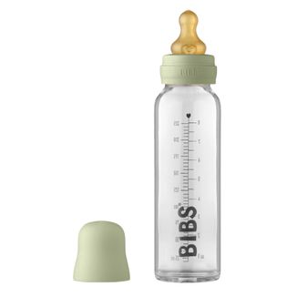 Bibs Baby Glass Bottle, butelka szklana ze smoczkiem kauczukowym o wolnym przepływie, Sage, od urodzenia, 225 ml - zdjęcie produktu