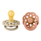 Bibs Boheme, smoczek uspokajający, kauczukowy, okrągły, rozmiar 1, Vanilla & Peach, od urodzenia, 2 sztuki - miniaturka zdjęcia produktu