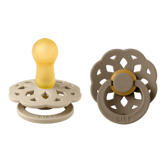 Bibs Boheme, smoczek uspokajający, od 6 miesiąca, kauczukowy, okrągły, rozmiar 2, Vanilla & Dark Oak, 2 sztuki USZKODZONE OPAKOWANIE - zdjęcie produktu