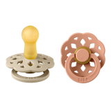 Bibs Boheme, smoczek uspokajający, kauczukowy, okrągły, rozmiar 2, Vanilla & Peach, od 6 miesiąca, 2 sztuki - miniaturka zdjęcia produktu
