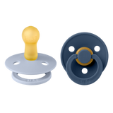 Bibs Colour, smoczek uspokajający, kauczukowy, okrągły, rozmiar 2, Dusty Blue & Steel Blue, od 6 miesiąca, 2 sztuki - miniaturka zdjęcia produktu