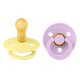 Bibs Colour, smoczek uspokajający, kauczukowy, okrągły, rozmiar 2, Sunshine & Violet Sky, od 6 miesiąca, 2 sztuki - miniaturka zdjęcia produktu