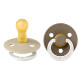 Bibs Colour Night Glow, smoczek uspokajający, kauczukowy, okrągły, świecący w ciemności, rozmiar 2, Vanilla & Dark Oak, od 6 miesiąca, 2 sztuki - miniaturka zdjęcia produktu