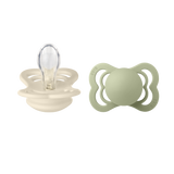Bibs Supreme, smoczek uspokajający, silikonowy, symetryczny, rozmiar 1, Ivory & Sage, od urodzenia, 2 sztuki - miniaturka zdjęcia produktu