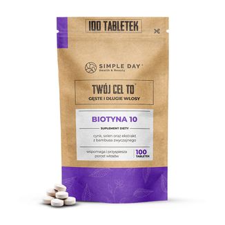 Simple Day Biotyna 10 z naturalnym krzemem, 100 tabletek - zdjęcie produktu