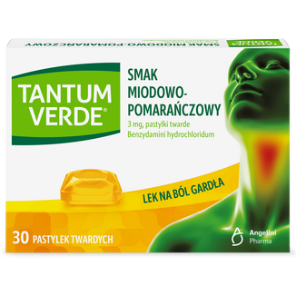 Tantum Verde 3 mg, smak miodowo-pomarańczowy, 30 pastylek twardych - zdjęcie produktu