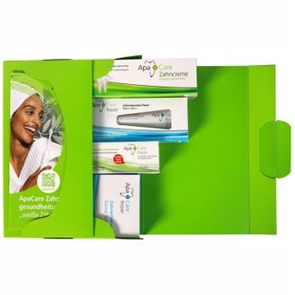 Zestaw ApaCare Prophylaxis Set, remineralizująca pasta do zębów, 75 ml + żel do remineralizacji zębów, 30 ml + polerująca pasta do zębów, 25 ml + szyna dentystyczna, 1 sztuka USZKODZONE OPAKOWANIE - zdjęcie produktu