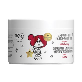 Hiskin Crazy Hair, galaretka do laminowania włosów wysokoporowatych, malina, 300 ml - zdjęcie produktu