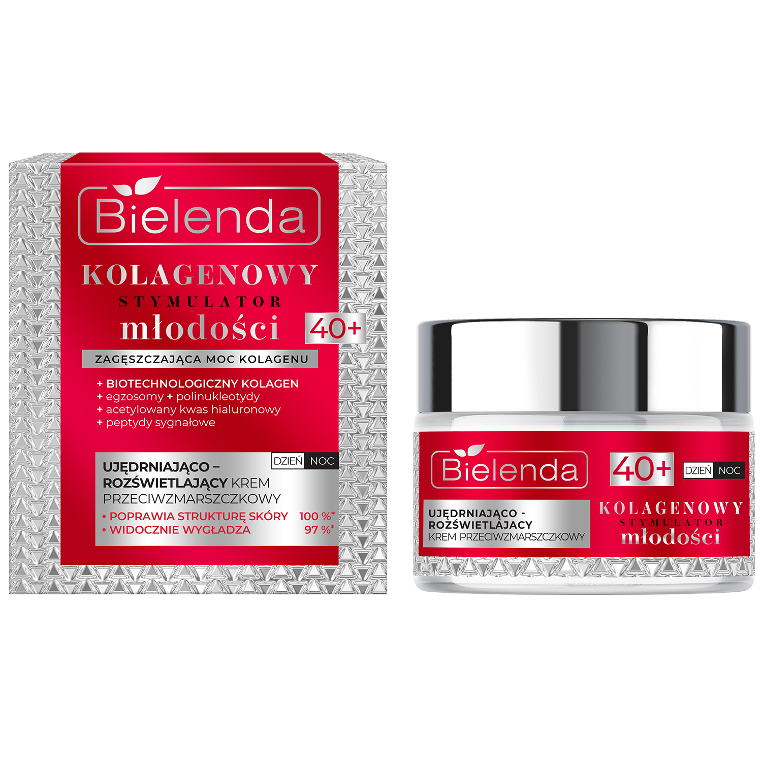 Nieznana Bielenda Kolagenowy Stymulator Młodości 40+, naprężająco-odbudowujący krem przeciwzmarszczkowy, 50 ml